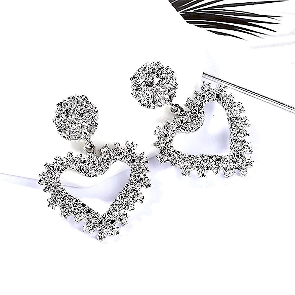 🆑10/$25🆑𝗖𝗟𝗘𝗔𝗥𝗔𝗡𝗖𝗘 Big Heart Silver Dangle Earrings NEW - Picture 5 of 9